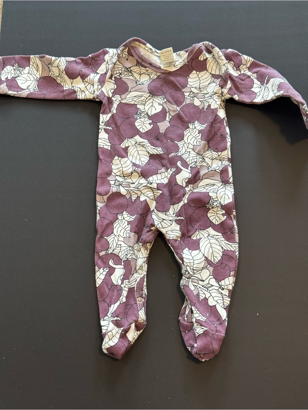 kate quinn Plum and White Leaf-Print Footed One-Piece